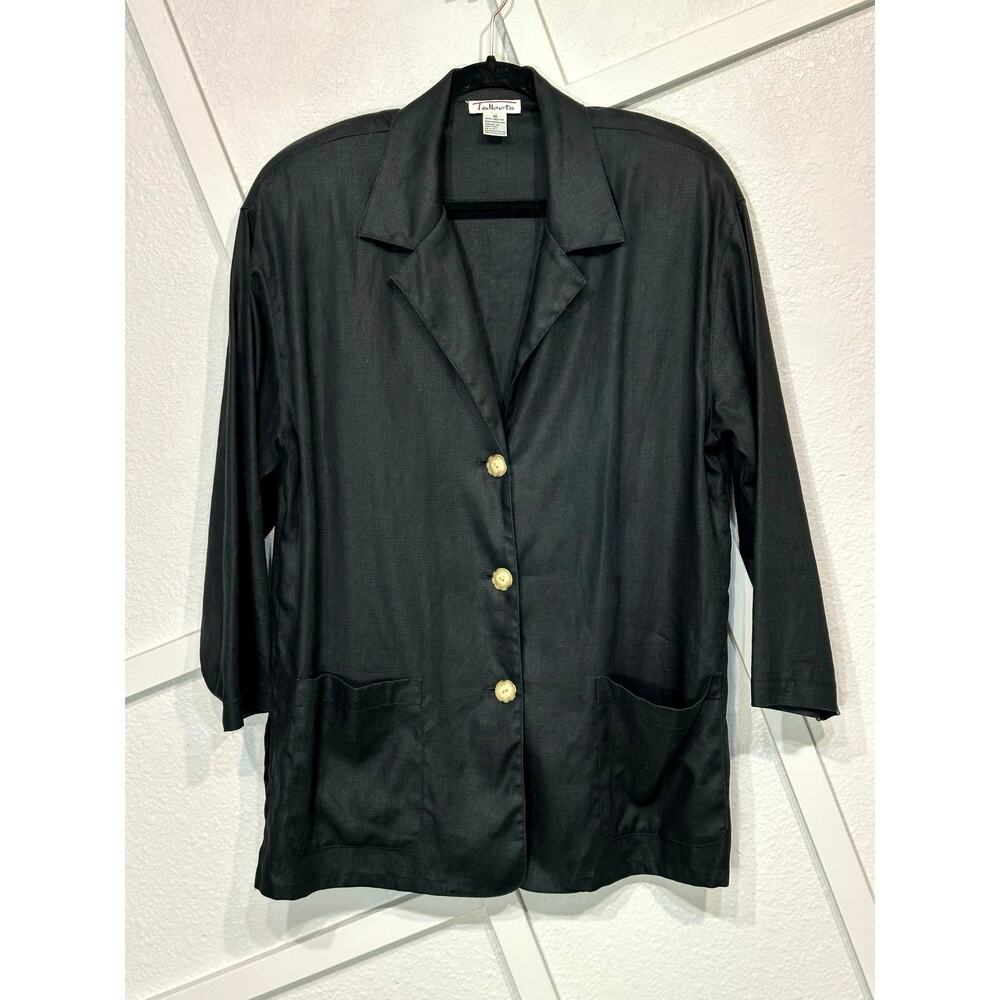 Vintage Talbots 100% Linen Blazer 10 Removable Shoulder Pads Lightweight Coastal